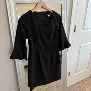 Teeze Me Women's Black Bell Sleeve V Neck Little Mini Dress Size S